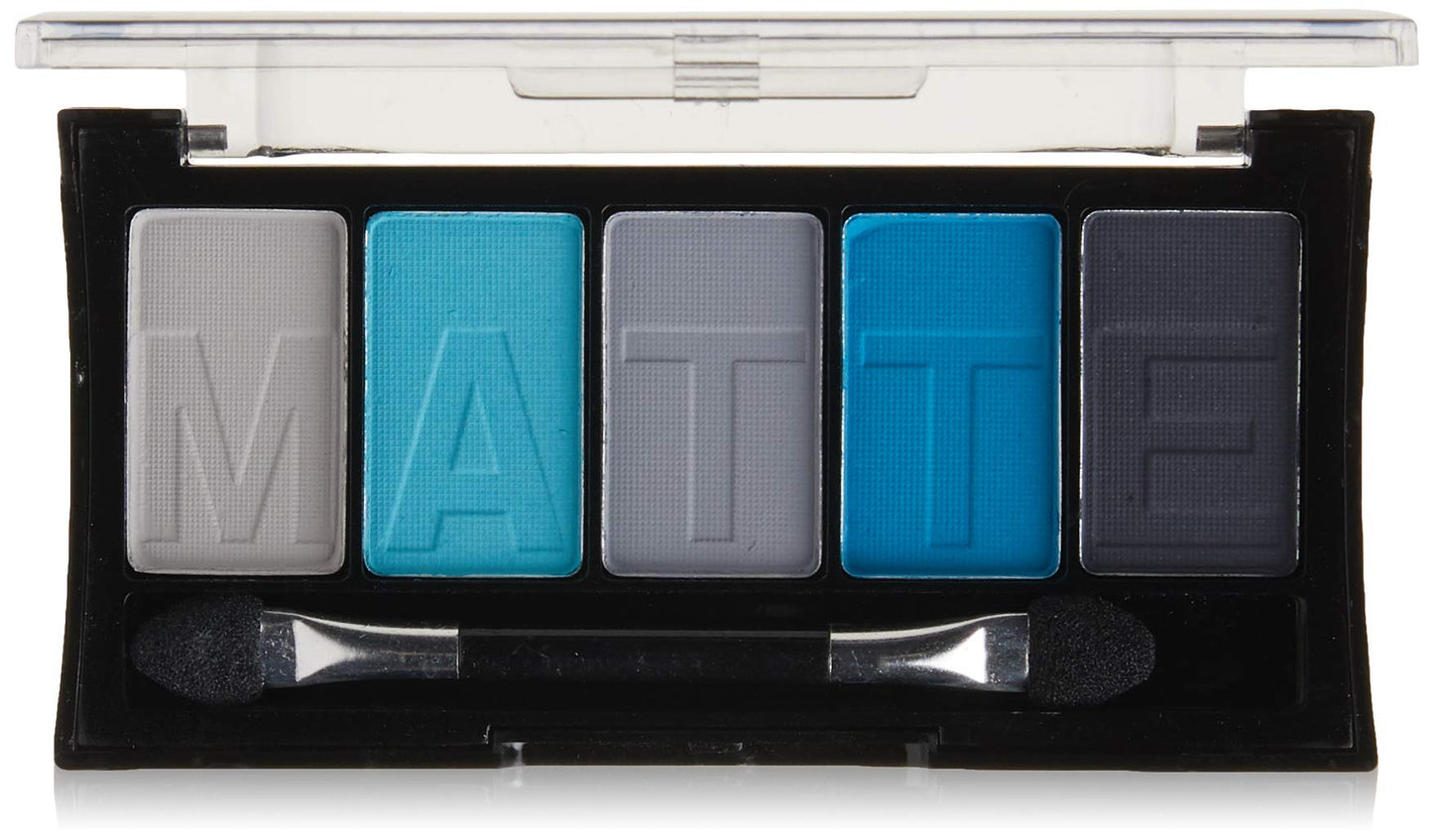 L.A. COLORS 5 Color Matte Eyeshadow Palette, Blue Denim CEM474