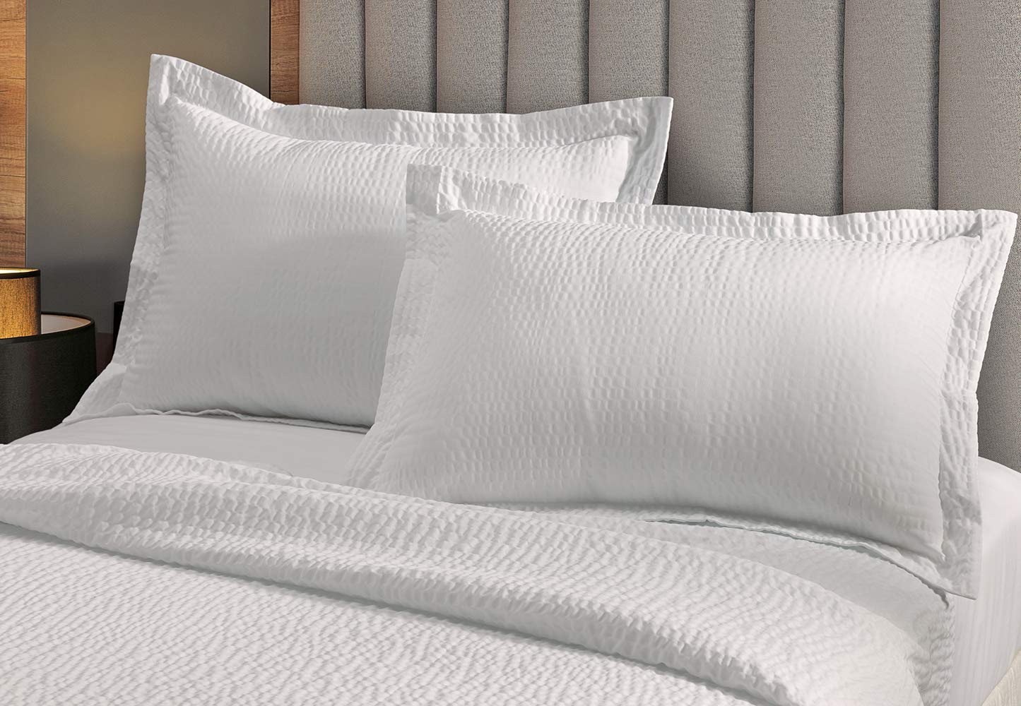 Courtyard by Marriott Textured Pillow Sham - 1 Decorative Pillow Sham with Wash-Activated Ripple Texture Exclusively for Courtyard - White (Standard)