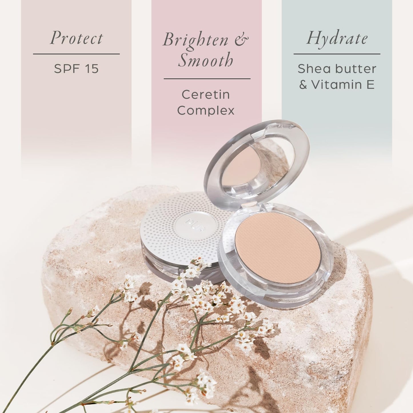 PUR Beauty 4-in-1 Pressed Mineral Makeup Powder Foundation with SPF 15 - Concealer & Finishing Compact Pressed Powder for Face - Buildable Medium