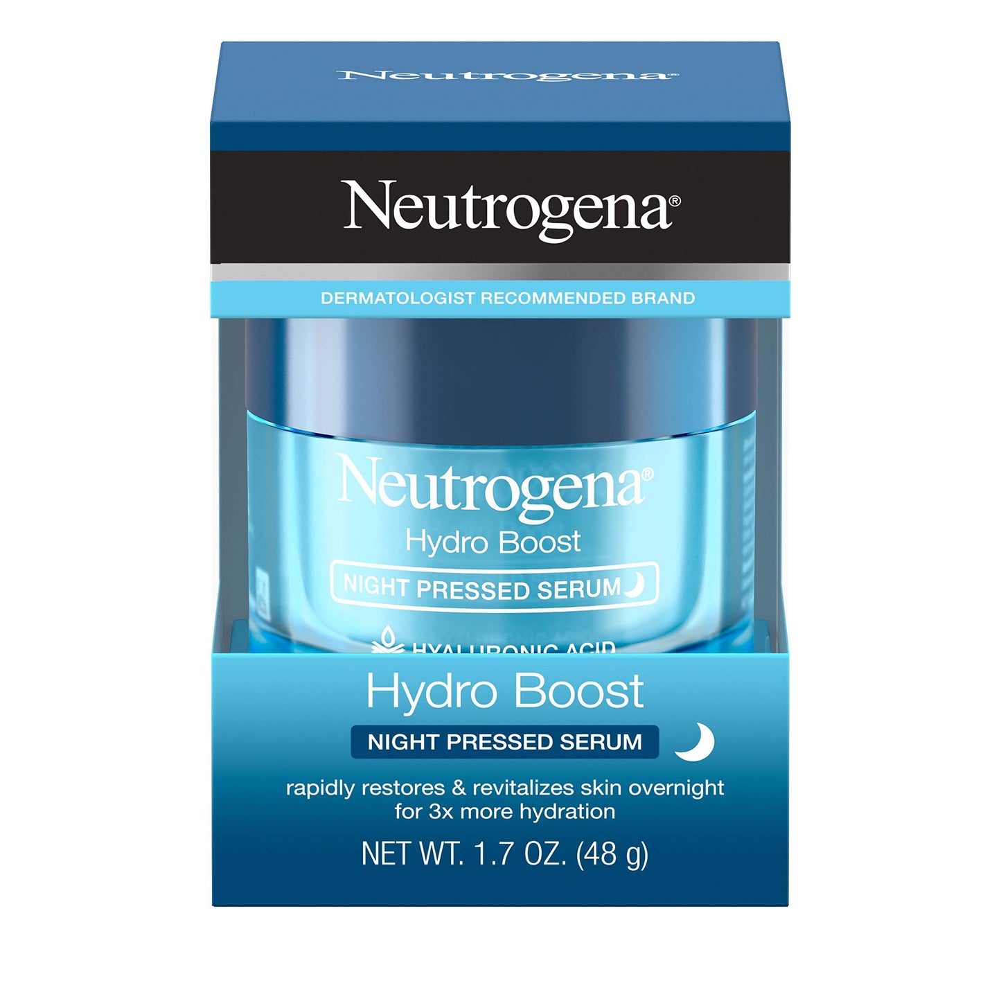 Neutrogena Hydro Boost Purified Hyaluronic Acid Pressed Night Serum, Facial Serum with Antioxidants & Hyaluronic Acid, Non-Comedogenic 1.7 oz (Pack