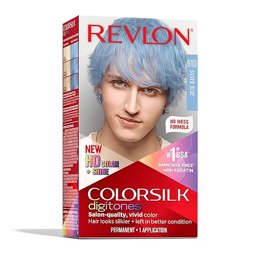 Revlon ColorSilk Digitones Permanent Hair Color with Keratin, 91D Silver Blue, 1 Count