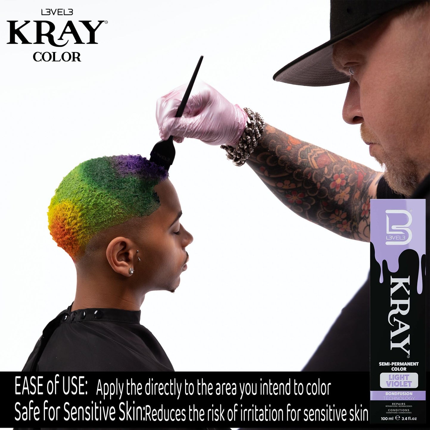 L3 - Level 3 Kray Semi Permanent Hair Color - Semi Permanent Hair Dye with Aloe Vera - Light Violet