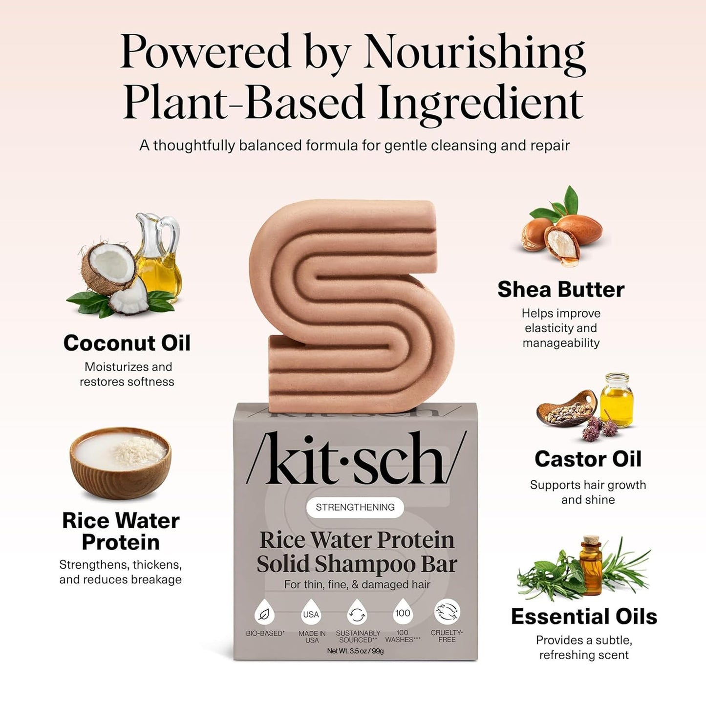 Kitsch Rice Water Shampoo Bar Soap for Hair Growth - Made in USA, 3.5 oz Beauty and Personal Care Kitsch