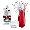 Olay Regenerist Face Cleansing Device, 2 Brush Heads + Whip Face Moisturizer Travel/Trial Size Gift Set