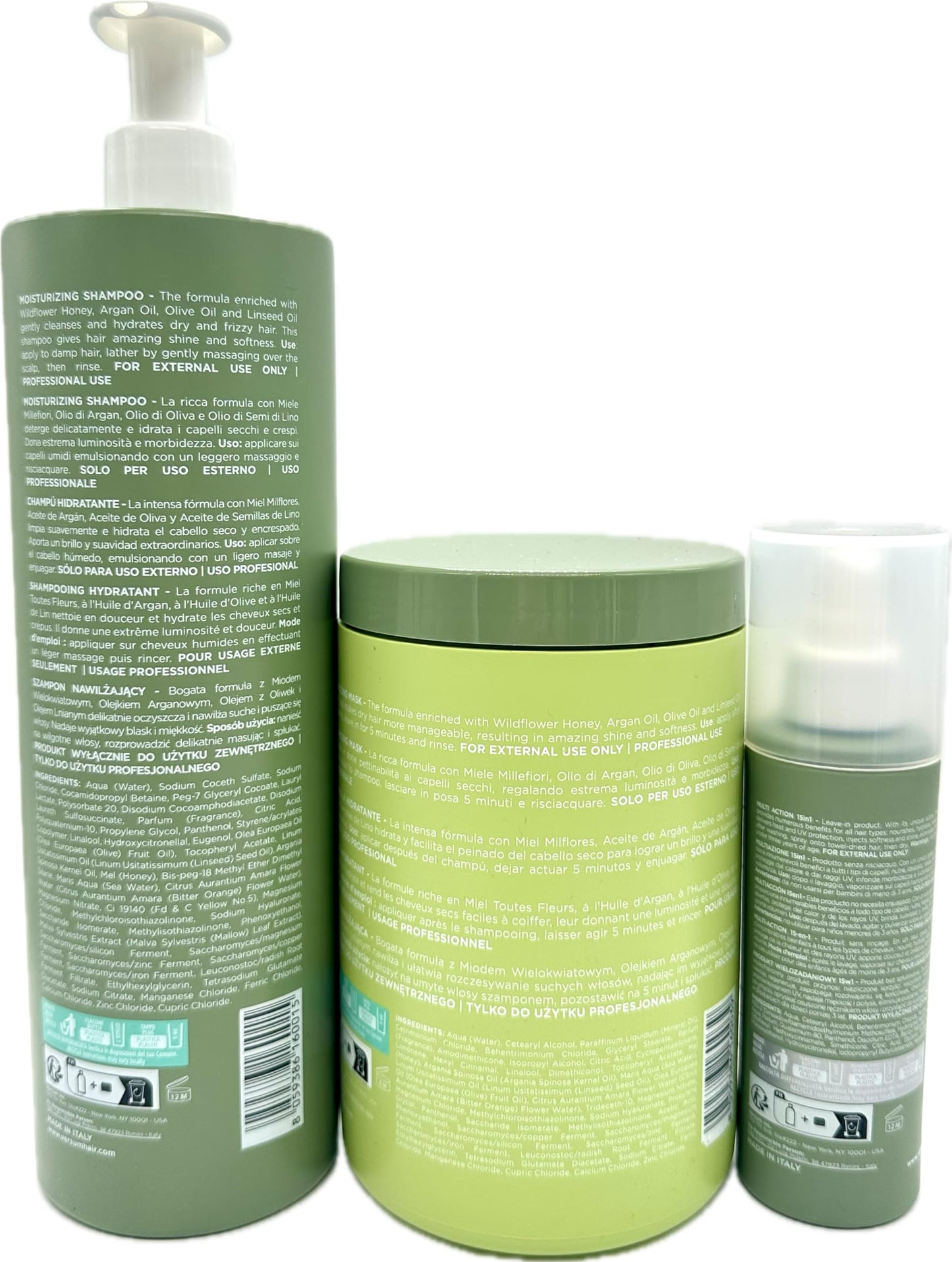Versum Elements Mediterranean Sea Water Hydrator Moisturizing Shampoo and Mask 1000ml/33.8 Fl oz + Multi Action 15 in 1 5.07 fl oz - Free Lip Plumping