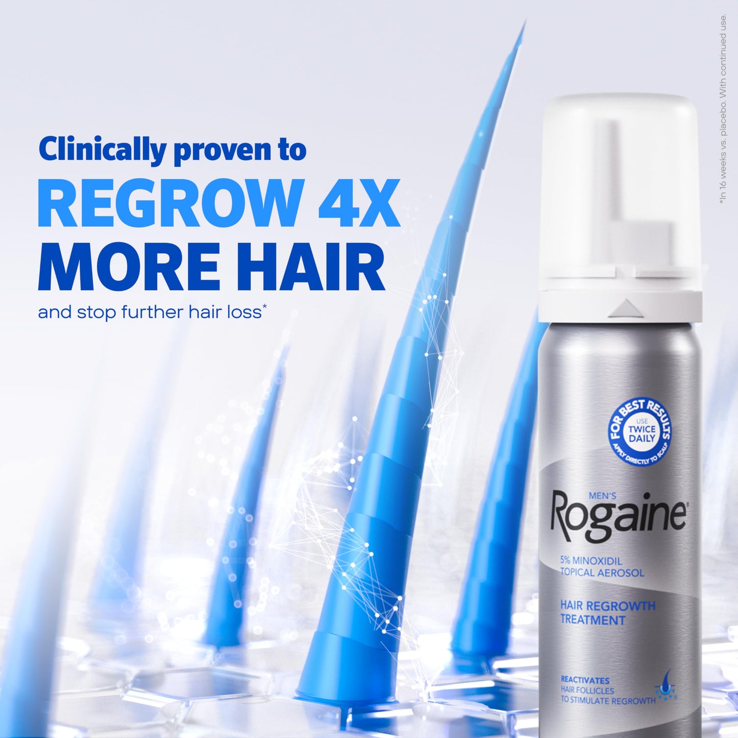 Men's Rogaine 5% Minoxidil Foam for Hair Regrowth, Topical Hair Loss Treatment for Men to Regrow Fuller, Thicker Hair, Unscented Minoxidil Topical Beauty and Personal Care Rogaine
