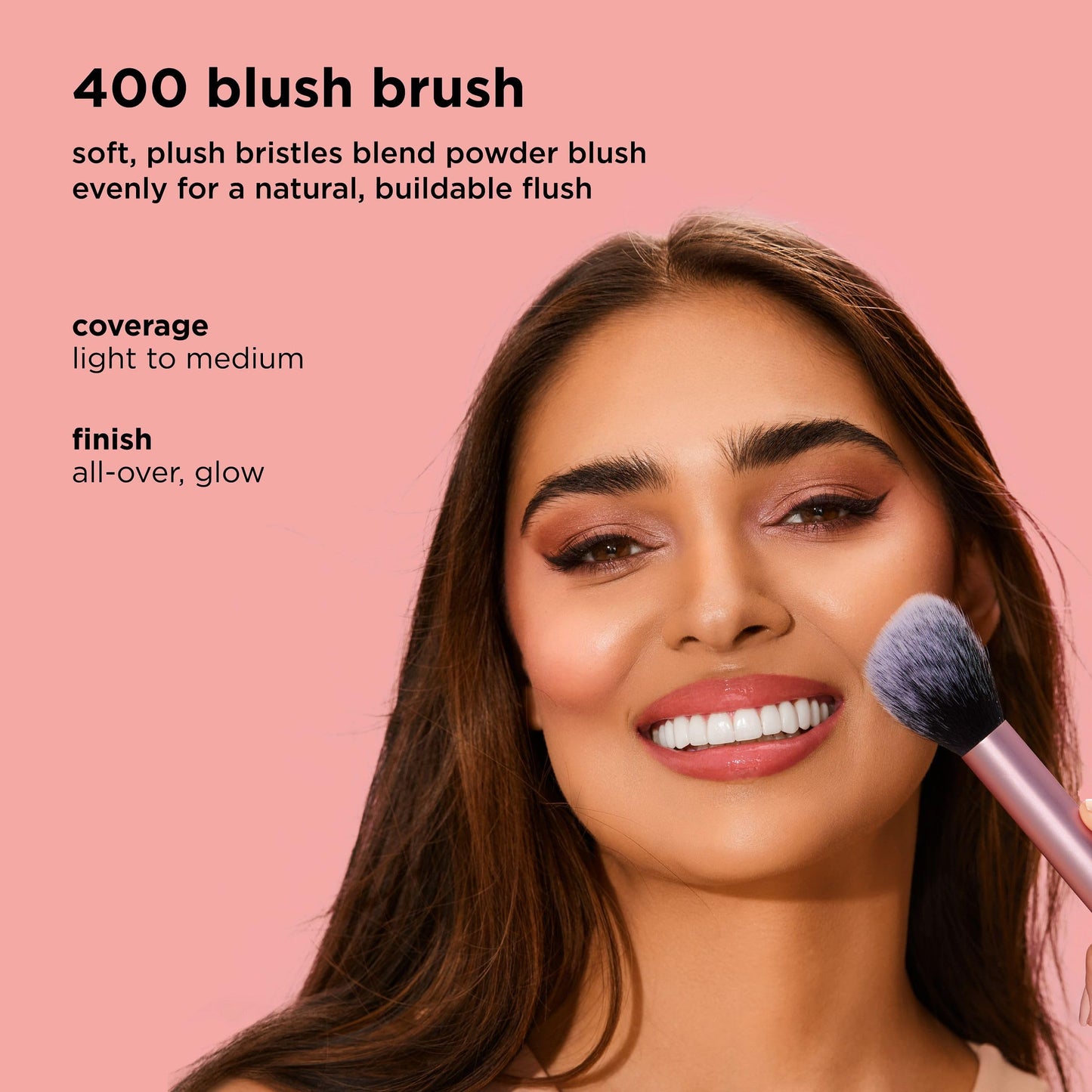 Real Techniques Ultra Plush Blush Makeup Brush, For Loose, Cream, or Pressed Blush, Rosy Glow Cheeks, Fluffy Powder Brush, Aluminum Ferrules