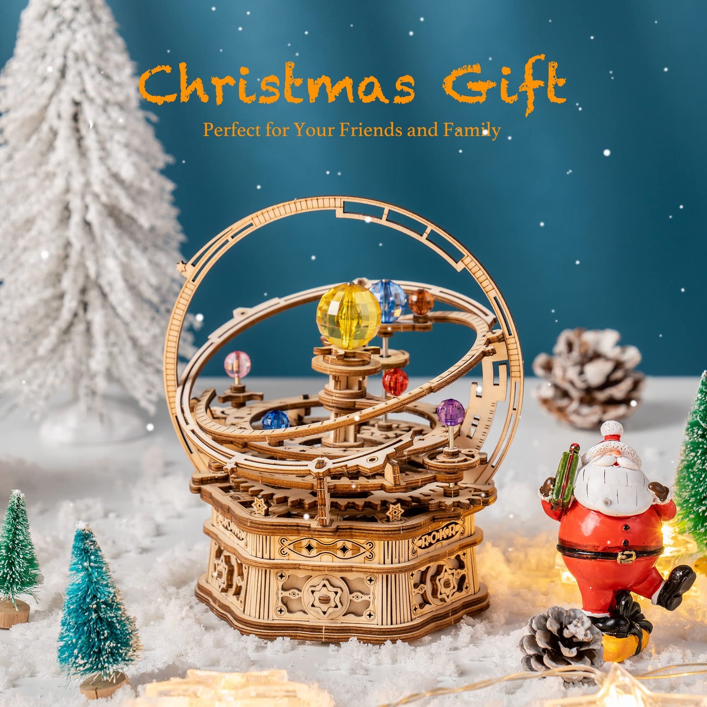 ROKR 3D Wooden Puzzle Music Box – Starry Night DIY Rotating Mechanical Model Kit for Teens & Adults, Craft, Hobby & Desk Decor Gift, Ages 14+