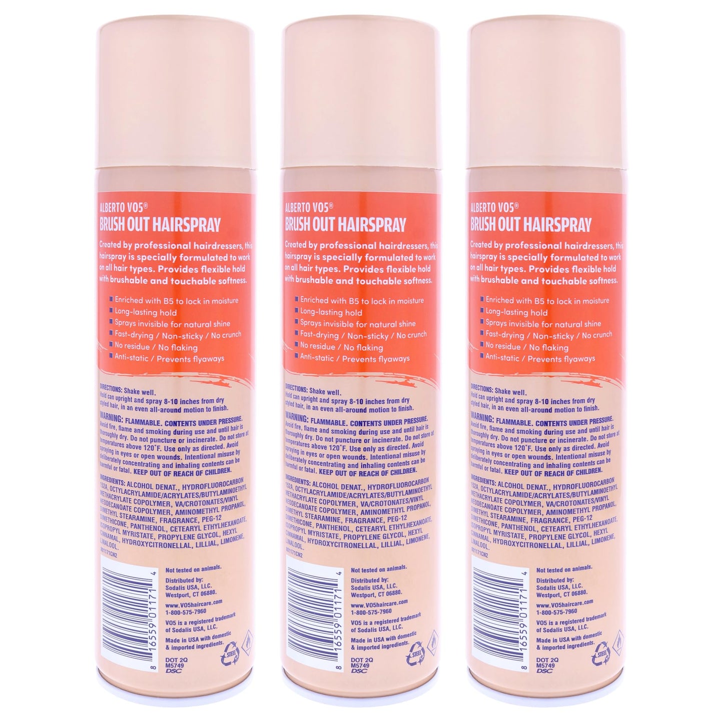 Alberto VO5 Crystal Clear Brush Out Hair Spray for Unisex - 8.5 oz Hair Spray - Pack of 3