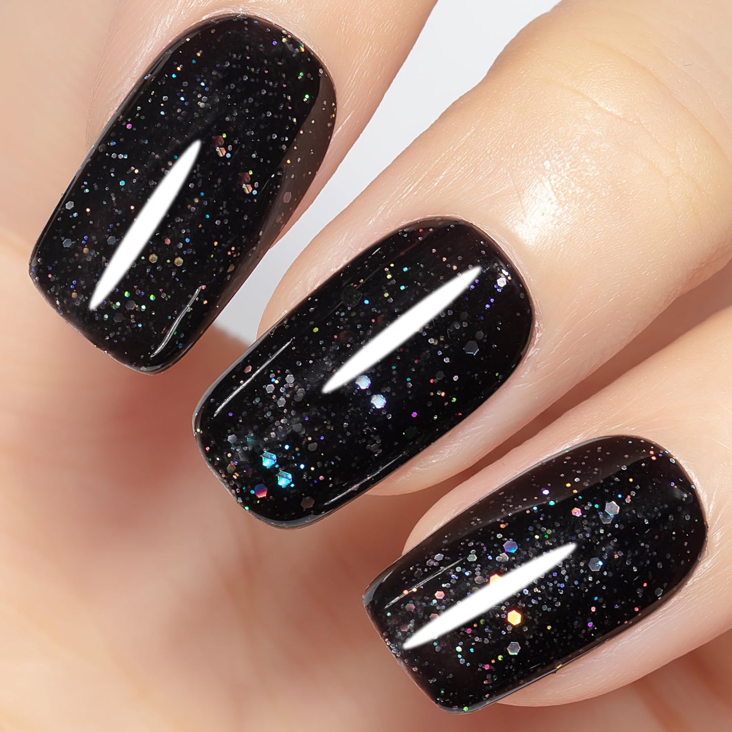 YTD Likomey Gel Nail Polish,15ml Sparkling Colorful Chunky Black Glitter Gel,Shiny Fall Winter Salon Home DIY Soak Off UV Manicure and Pedicure