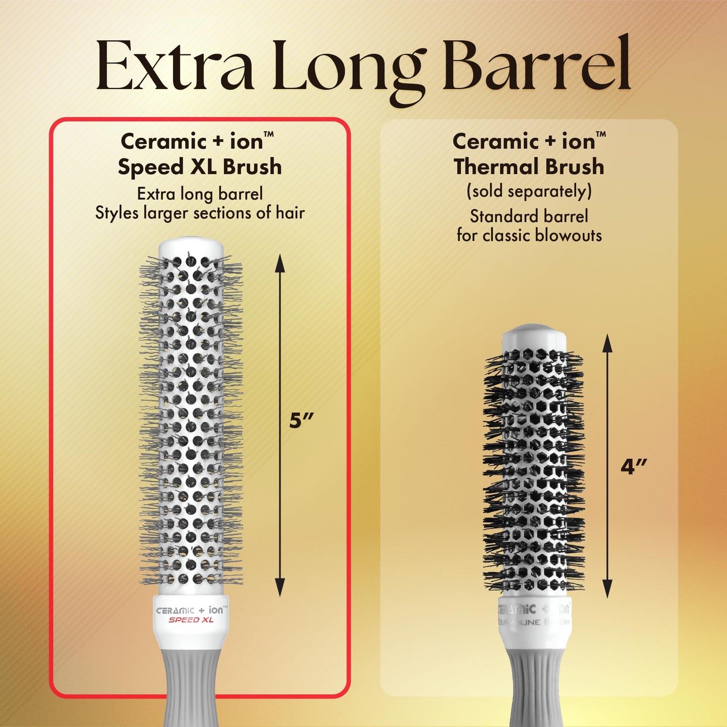 Olivia Garden Ceramic + Ion Speed XL - Extra-Long Round Thermal Hair Brush - Not Electrical - Professional Blowout Brush for Normal to Thick Hair