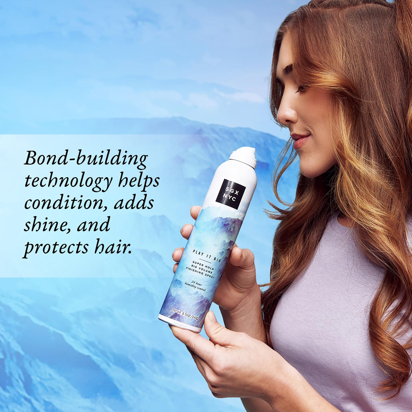 SGX NYC Play it Big Super Hold Volume Finishing Spray - Long Lasting Hair Spray with Anti Frizz Finish - Paraben Free with Coconut Oil - 2 pc