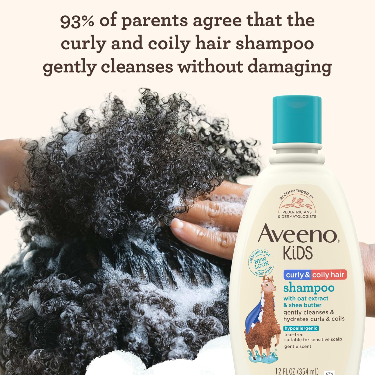 Aveeno Kids Curly & Coily Hair Shampoo, Hydrating Shampoo for Type 3 & 4 Hair, Kids Curly Hair Products suitable for Sensitive Scalps with Oat Extract Beauty and Personal Care Aveeno Baby