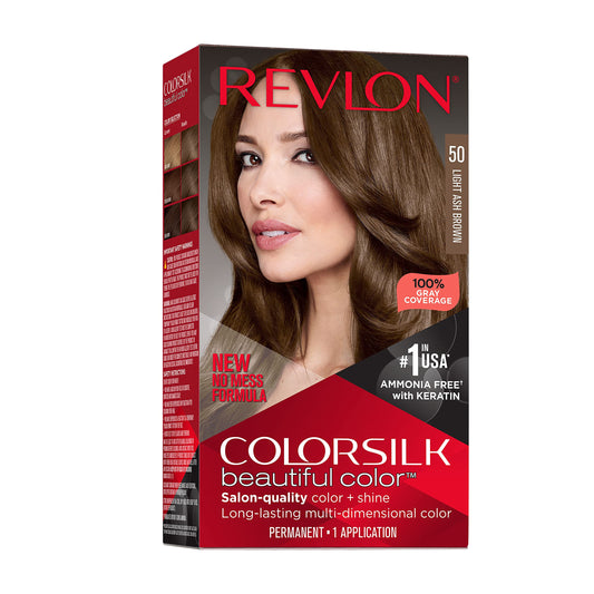 Revlon Colorsilk Beautiful Color Permanent Hair Color, Long-Lasting High-Definition Color, Shine & Silky Softness with 100% Gray Coverage, Ammonia