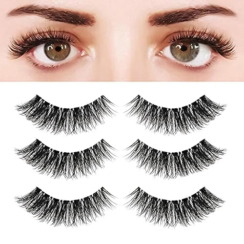Eyelashes Natural Look False Lashes - Bepholan Fake Eyelashes 5D Super Fluffy False Eyelashes Clear Band Wispy Lashes 3-Pack Faux Mink Lashes(XMZ92)