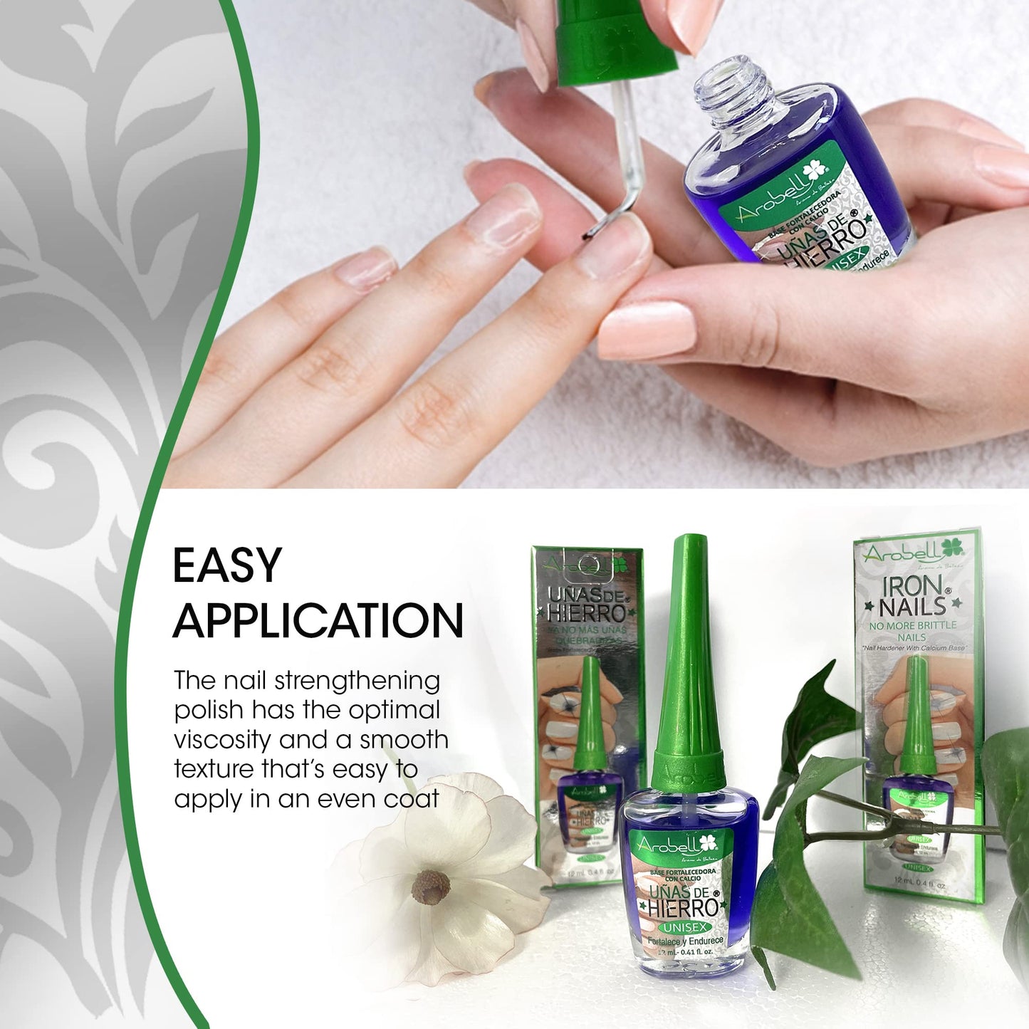 Arobell Iron Nail Hardener, No more brittle nails, for Unisex, 0.4 Ounce