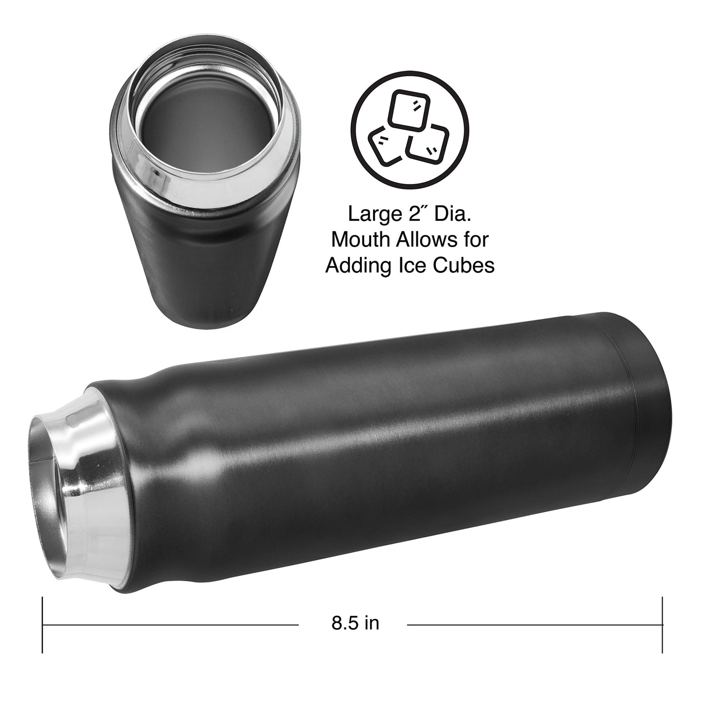 OGGI Caliber Stainless Steel Travel Water Bottle- Insulated Coffee Mug, Metal Water Bottle, Sports Bottle, Water Flask, Travel Bottles, 17oz, Black