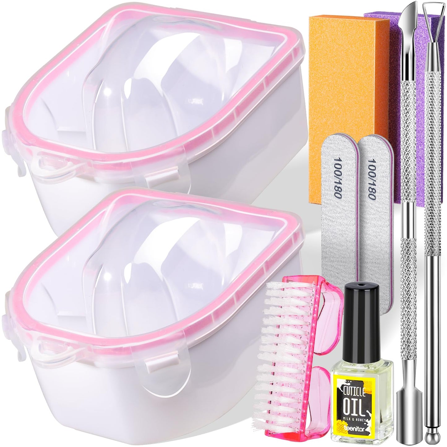 Teenitor 10Pcs Soak Off Bowl Nail Soaking Bowl Kit 2 Nail Soaking Bowl Acetone Proof Soak Off Gel Polish Remover Bowl, Manicure Bowl Cuticle Peeler Beauty and Personal Care Teenitor Default Title