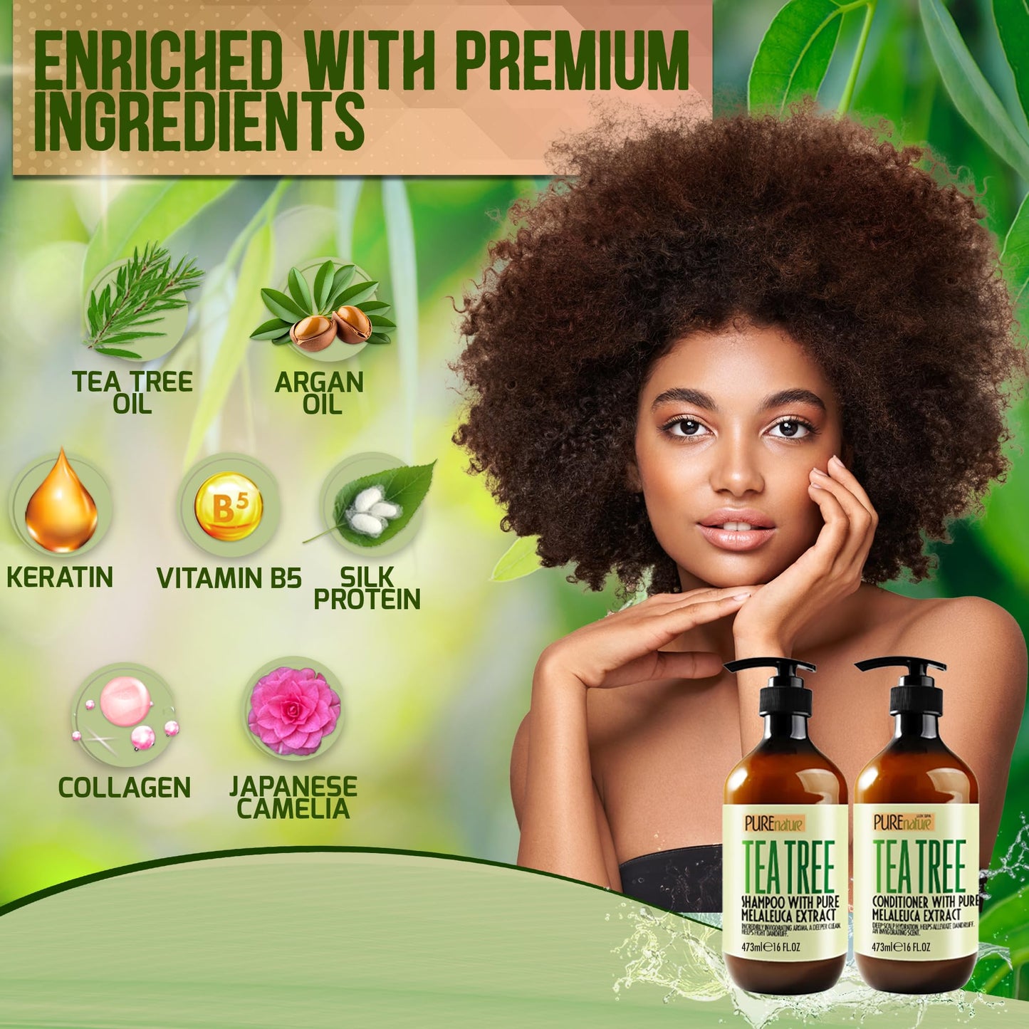 Tea Tree Oil Shampoo and Conditioner Set - Sulfate and Paraben Free Treatment for Oily Hair and to Help Reduce Your Itchy and Dry Scalp - Healthy Anti