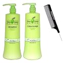 Chihtsai OLIVE Volume Moisture Shampoo & Conditioner DUO SET, D-Panthenol, Olive Oil (with Sleek Comb) (34 oz / 1000 ml - LARGE LITER DUO KIT w/PUMPS)