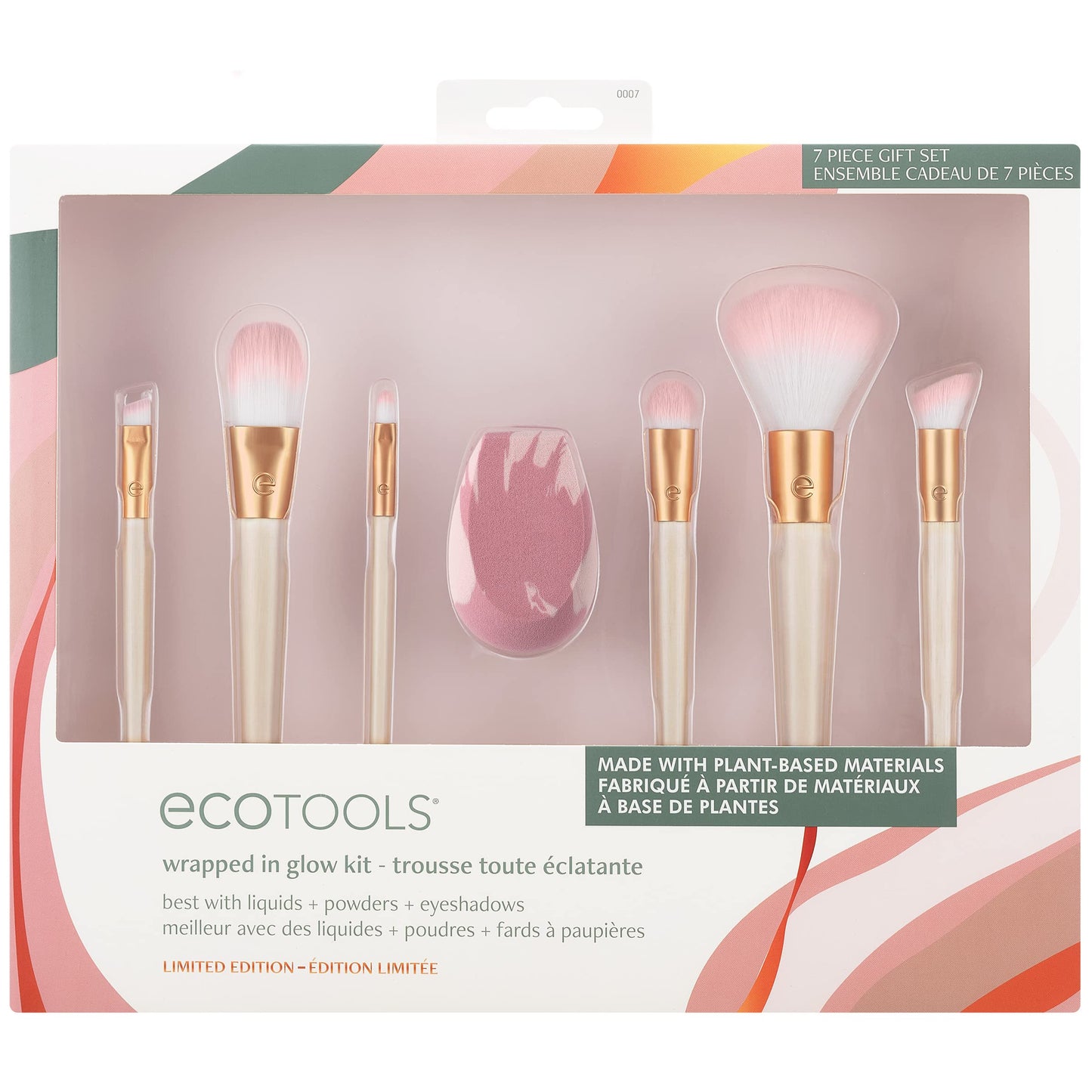 EcoTools Limited Edition Wrapped In Glow Makeup Brush & Sponge Kit, Makeup Blender & Face Brushes, Seamless Application and Buildable Coverage