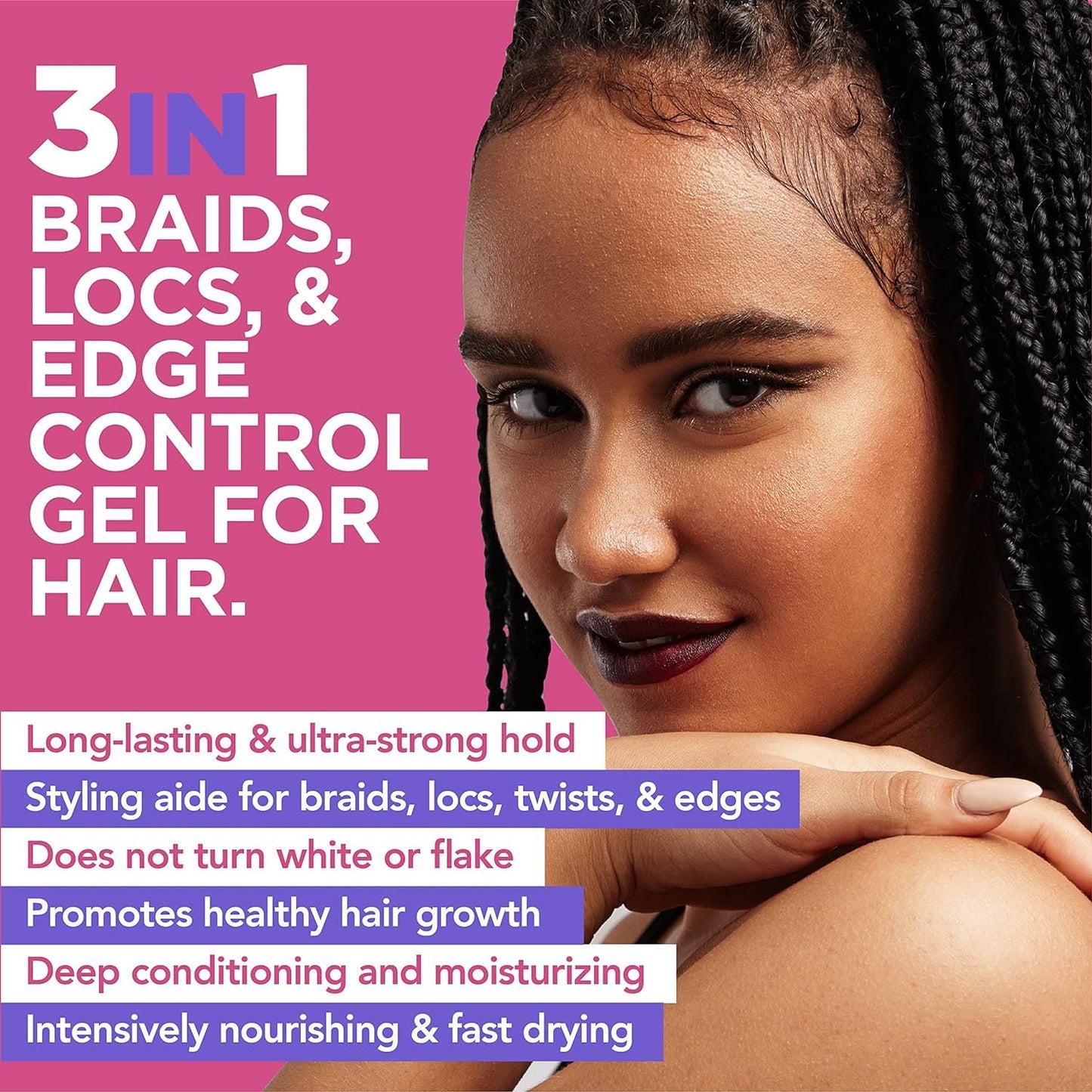 Esha Slick N Slay Braiding Gel - 3-in-1 Ultra Extreme Hold Hydrating & Conditioning Shining Fast Dry Locking Gel for Locs, Twists, Braids, and Edges