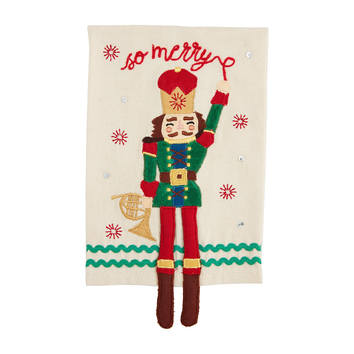 Mud Pie Nutcracker Dangle Towel, Merry, 21" x 14"