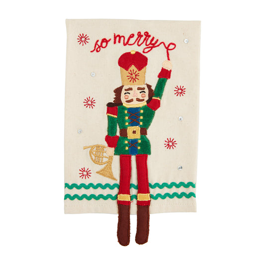 Mud Pie Nutcracker Dangle Towel, Merry, 21" x 14"