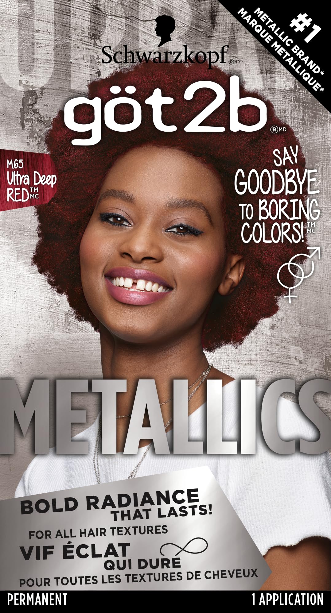 Got2b Metallics Permanent Hair Color, M65 Deep Red