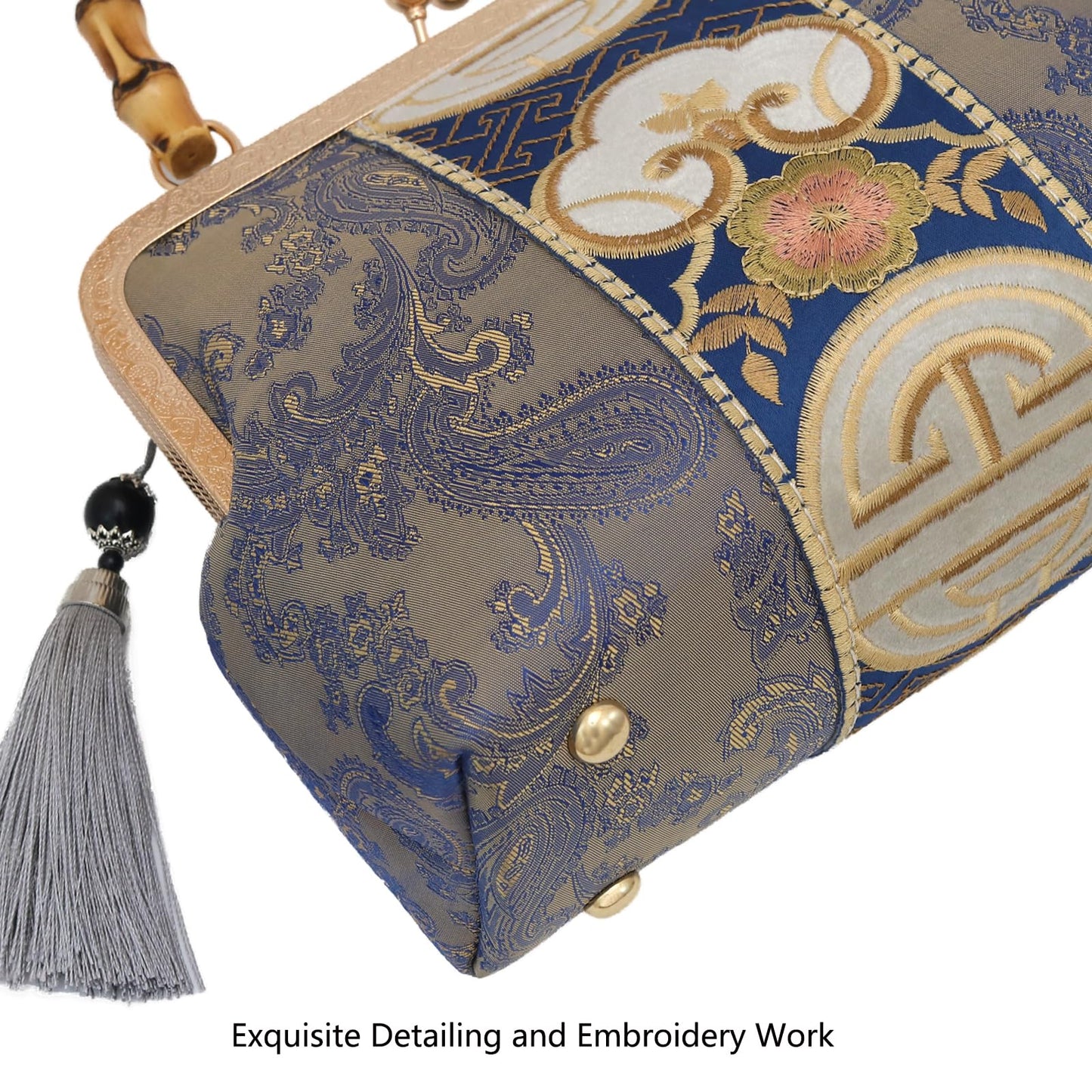 YeBon Retro Shoulder Chain Messenger Clutch Chinese Style Embroidered Jacquard Women's Evening Bags