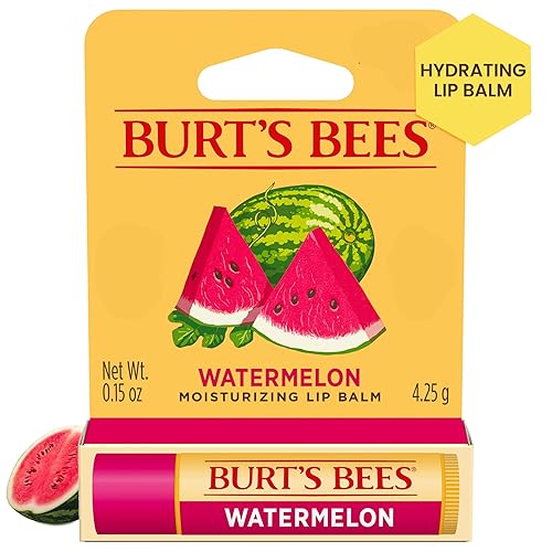 Burt's Bees Watermelon Lip Balm, Lip Moisturizer With Responsibly Sourced Beeswax, Tint-Free, Natural Conditioning Lip Treatment, 1 Tube, 0.15 oz.