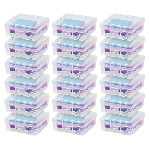 IRIS USA Pencil Case Boxes, 18-Pack, |Made in USA|, Plastic Bead Organizing Containers with Snap Lid for Arts, Crafts, Ephemera, Stickers, & Dance…