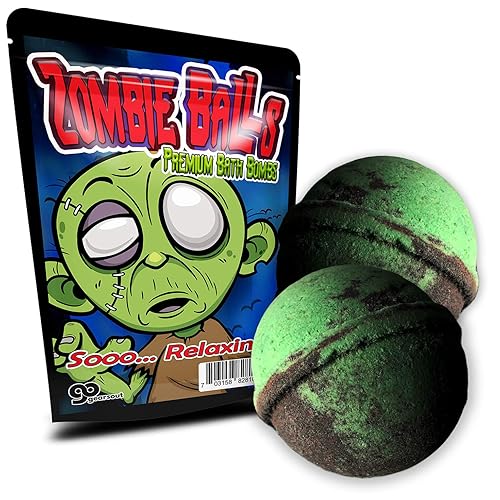 Zombie Balls Bath Bombs - Fun Zombie Design - Cool Bath Bombs for Teens - Cute XL Bath Fizzers, Green and Black, Handcrafted in The USA