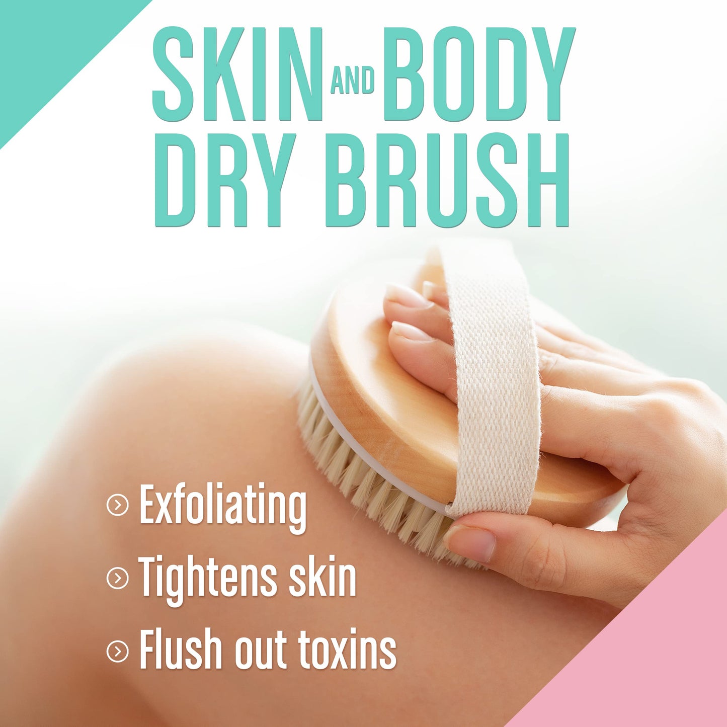 Dry Body Brush (1 Pack) - Reduce Cellulite, Dry Brush for Cellulite and Lymphatic Drainage, Exfoliating Brush with Soft Massage Nodules, Shower Brush