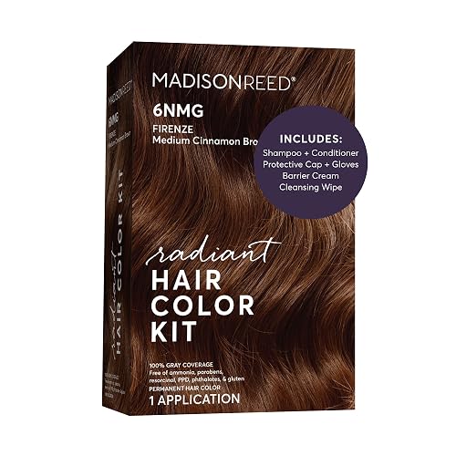 Madison Reed Radiant Hair Color Kit - 6NMG Medium Cinnamon Brown with Mahogany Gold Tones (Firenze Brown), Permanent Hair Dye, Dimensional Superior