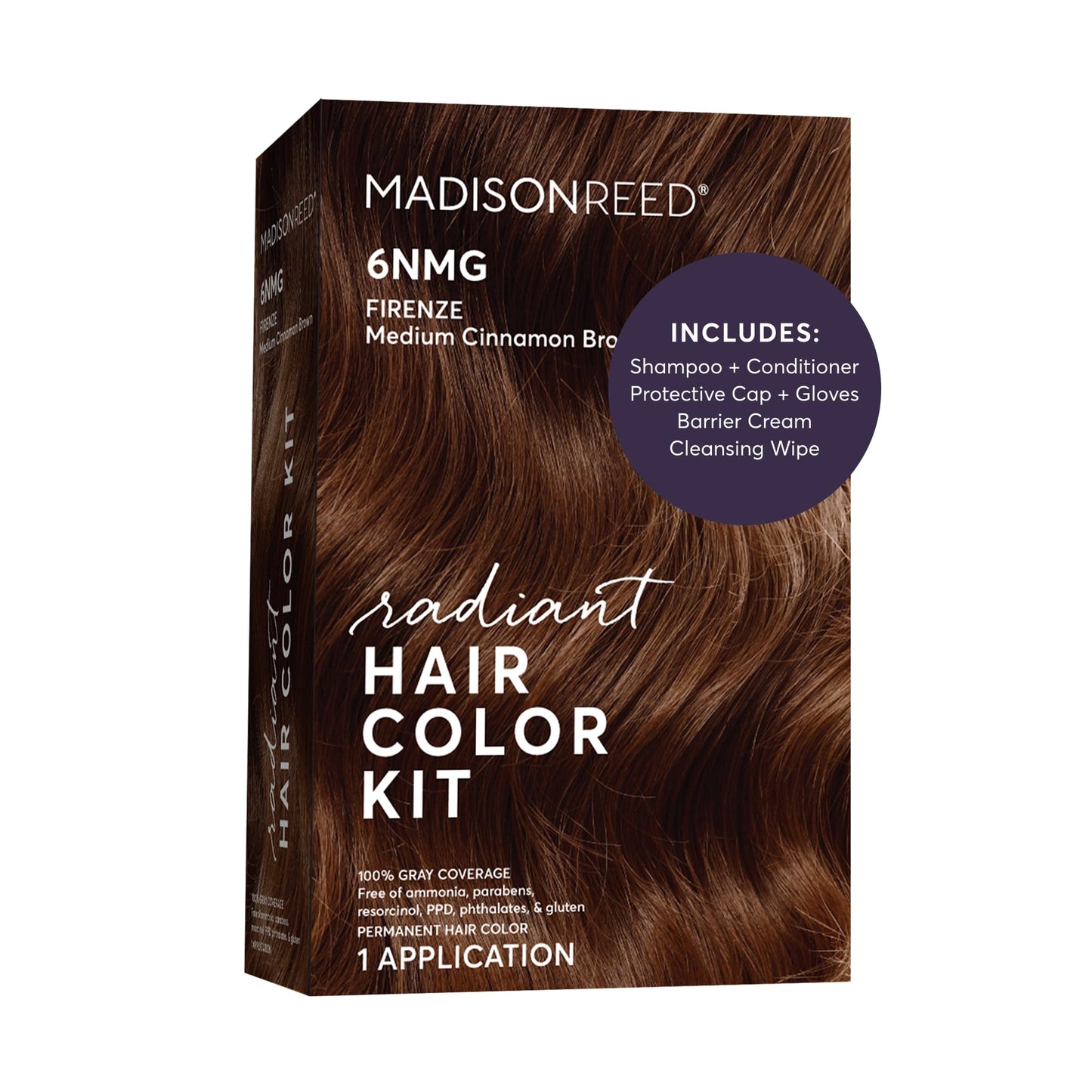 Madison Reed Radiant Hair Color Kit - 6NMG Medium Cinnamon Brown with Mahogany Gold Tones (Firenze Brown), Permanent Hair Dye, Dimensional Superior