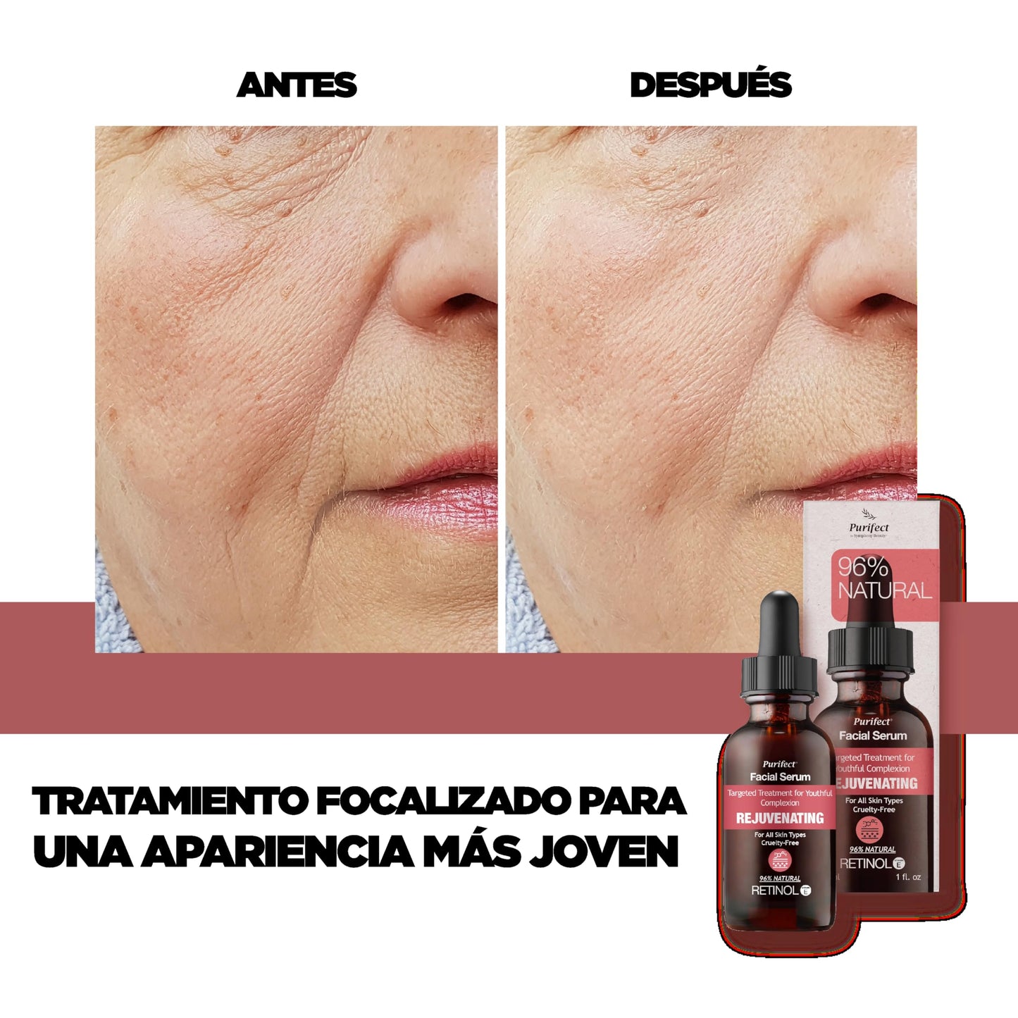 Purifect Retinol Rejuvenating Facial Serum for Anti-Aging - Helps Wrinkles & Dark Spots with Vitamin E & Arginine, Targets Fine Lines, Improves