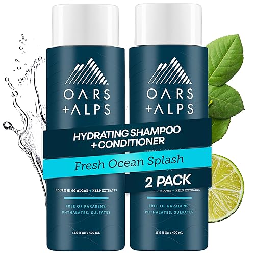 Oars + Alps Men's Sulfate Free Hair Shampoo and Conditioner Set for Men & Women, Infused with Kelp & Algae Extracts, Nourishing & Moisturizing