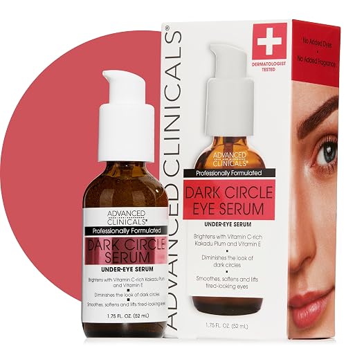Advanced Clinicals Dark Circle Caffeine Under Eye Serum For Face With Hyaluronic Acid Moisturizer + Peptides | Brightening Vitamin C Serum Helps