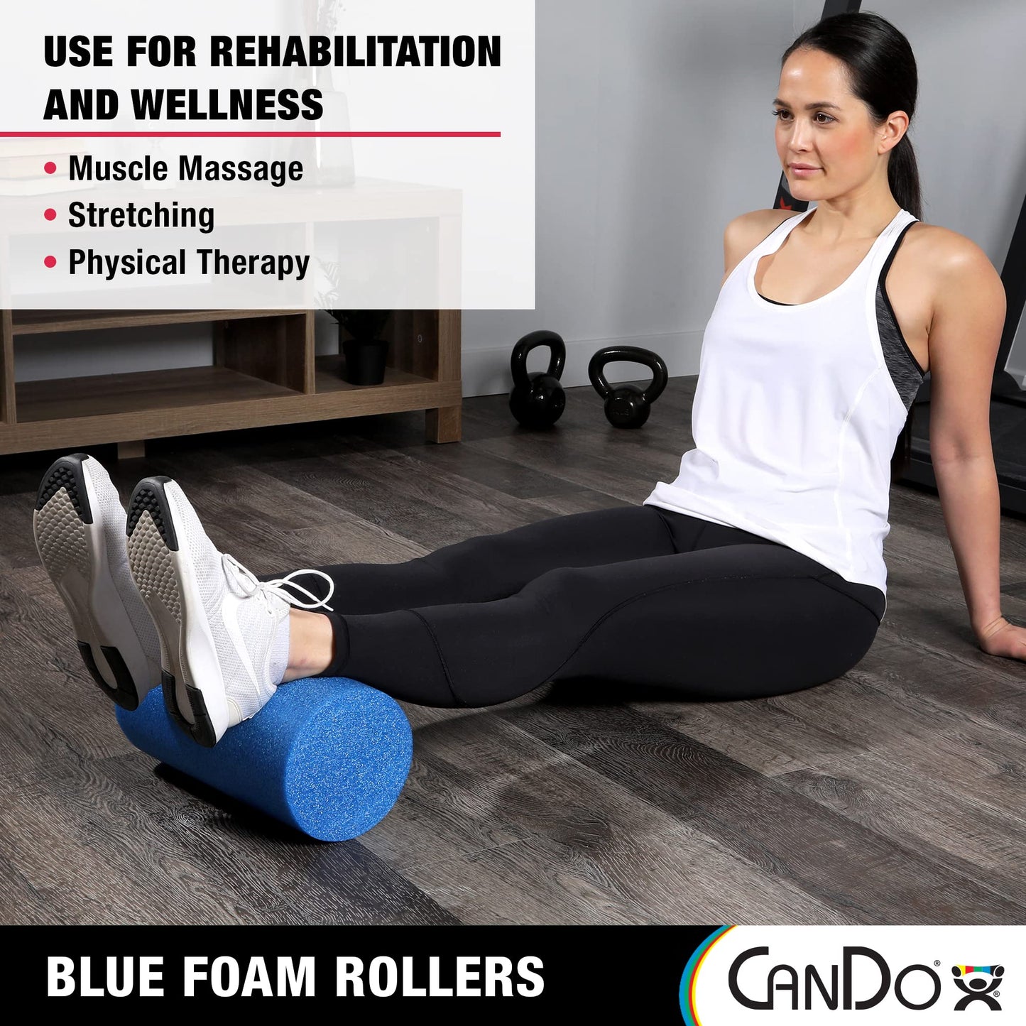 CanDo Blue PE Foam Rollers for Fitness, Exercise Muscle Restoration, Massage Therapy, Sport Recovery and Physical Therapy for Homes, Clinics, and…