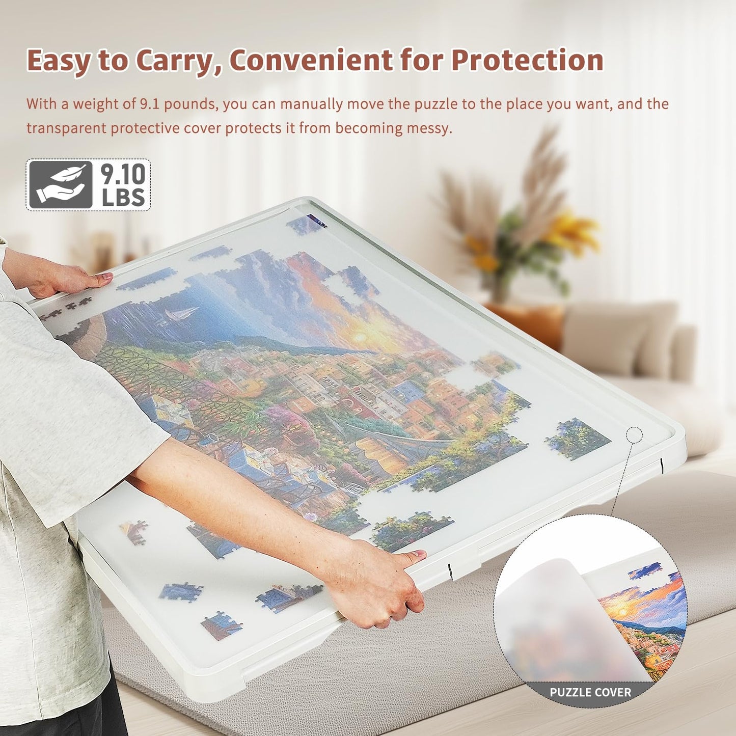 BuilderButler 1500 Piece Rotating Puzzle Board – 6 Sliding Drawers, Cover & 360° Lazy Susan Spin, 34.25"x26.38" Portable Puzzle Table