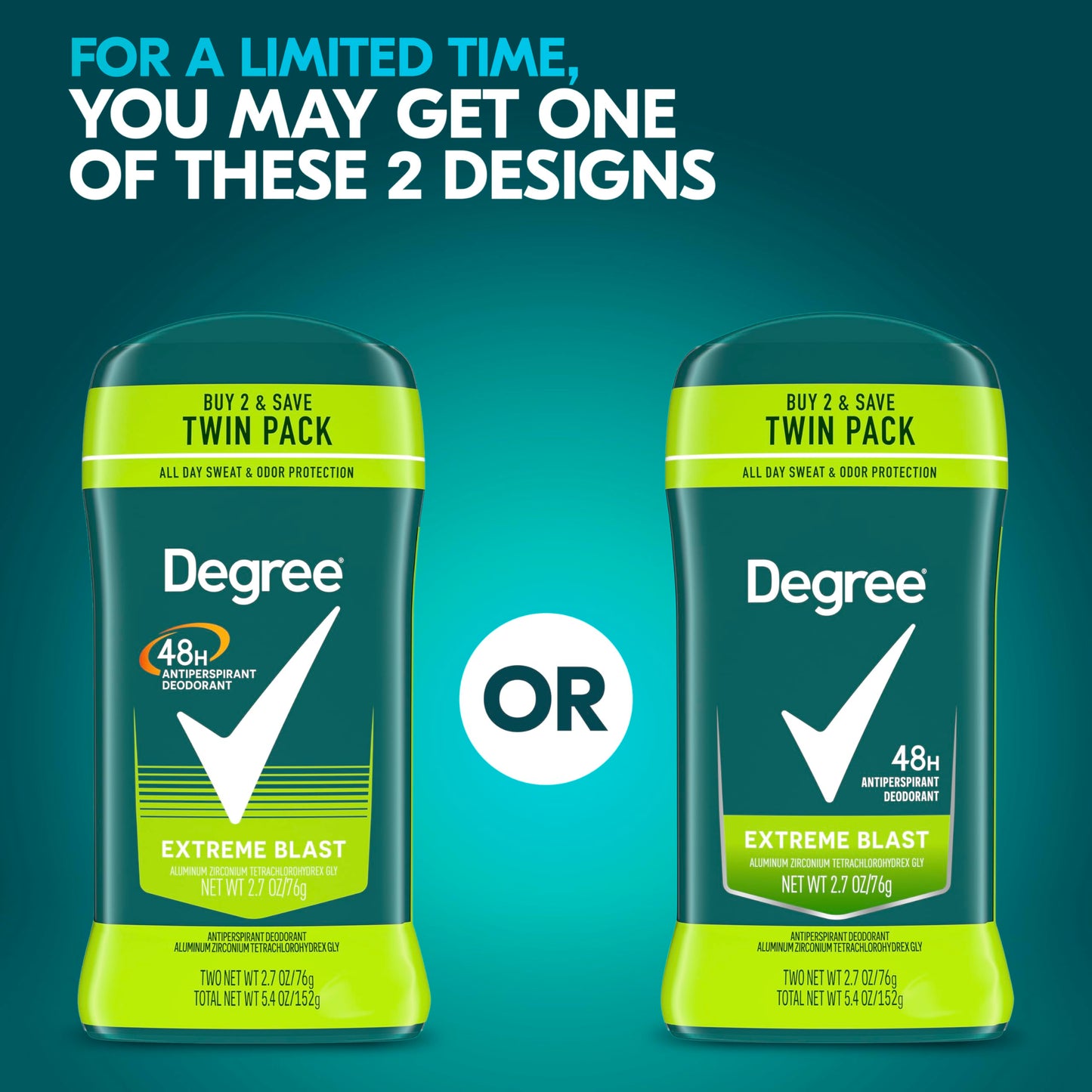 Degree Men Original Protection Antiperspirant Deodorant Extreme Blast Twin Pack 48-Hour Sweat and Odor Protection Antiperspirant For Men 2.7 oz Beauty and Personal Care Degree