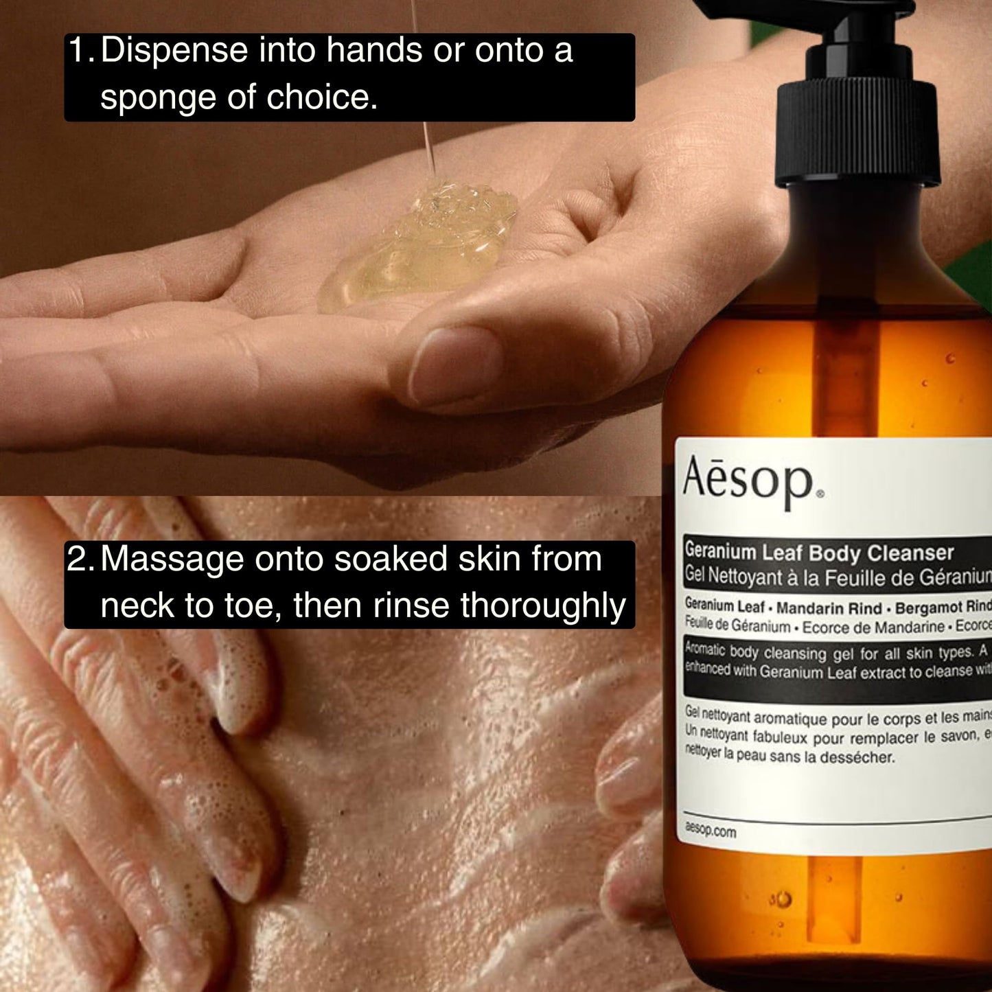 Aesop Geranium Leaf Body Cleanser | Gentle Shower Gel with Geranium, Mandarin and Bergamot Essential Oil Blend to Refresh & Balance Skin | 500 mL Beauty & Personal Care Aesop