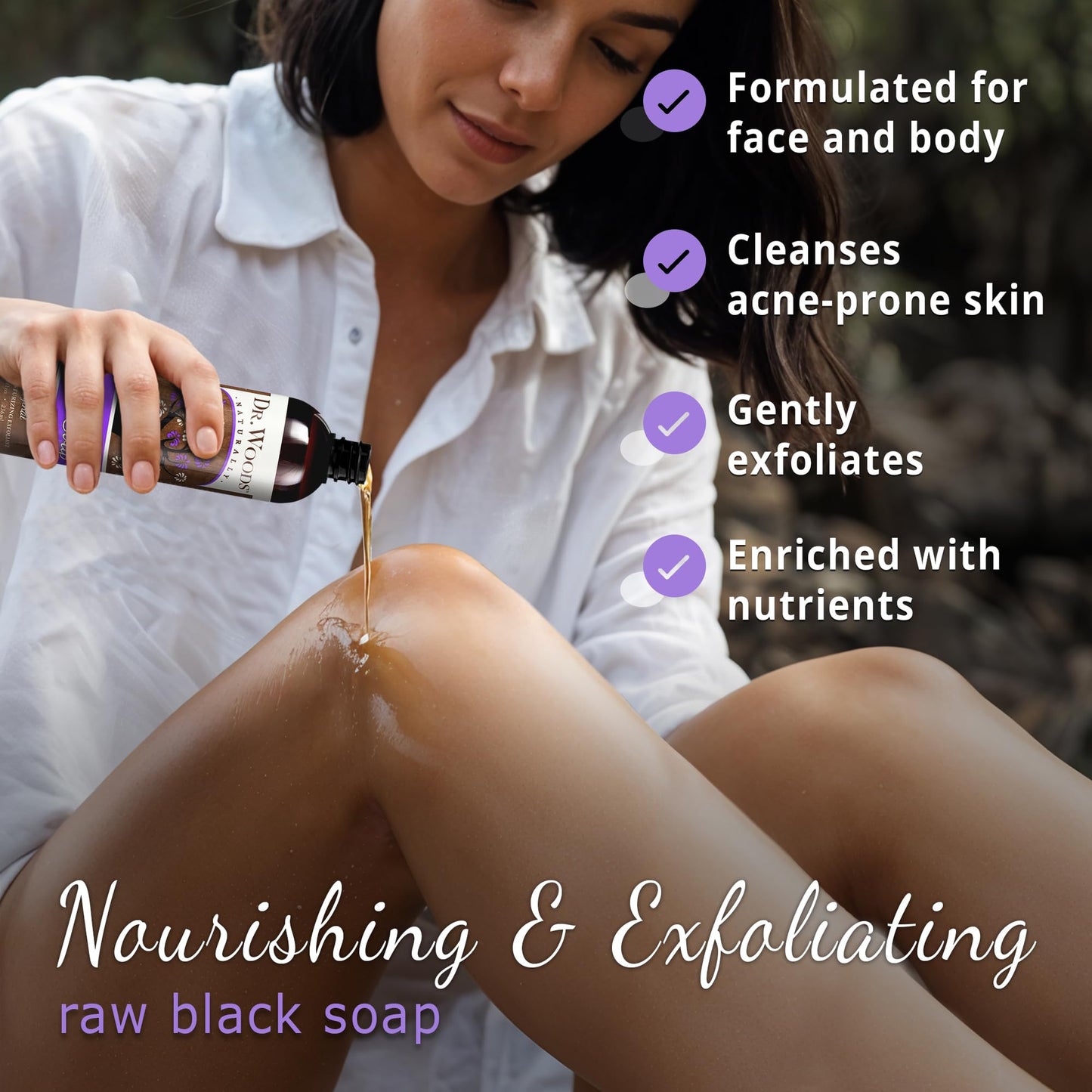 Dr. Woods Raw African Liquid Black Soap - Body Wash for Men and Women, Contains Organic Shea Butter, Gentle Exfoliant, Natural Cleanser for Face