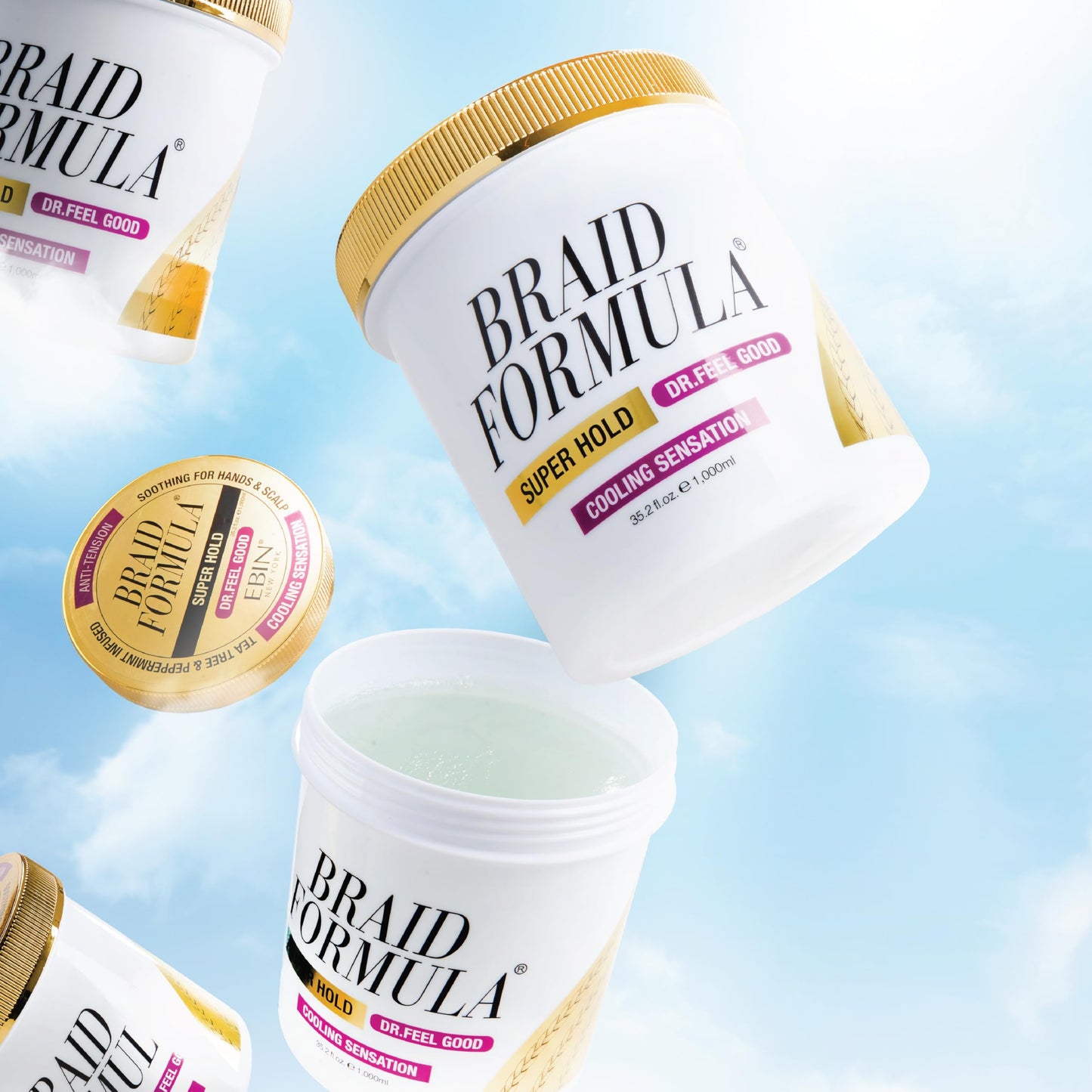 EBIN NEW YORK Braid Formula Dr. Feel Good Super Hold 11oz | Menthol Infused for Cooling Sensation | Smoothing, High Shine, Long-Lasting Hold | Perfect