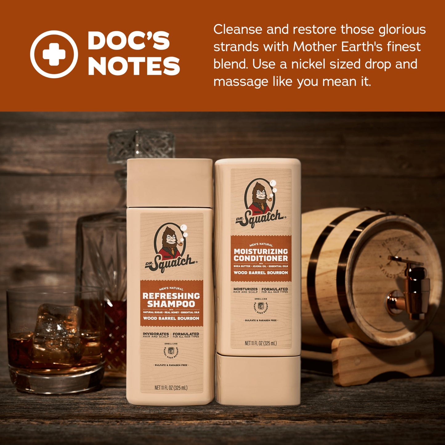 Dr. Squatch Men's Natural Shampoo and Conditioner Set - Sulfate & Paraben Free Natural Shampoo and Conditioner for Men - Scalp Nourishing Formula