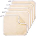 Tatuo 5 Pcs Exfoliating Face and Body Wash Cloths Towel Weave Bath Exfoliating Scrub Massage Bath Cloth for Women and Men, 10.63 x 9.05 Inch(Beige