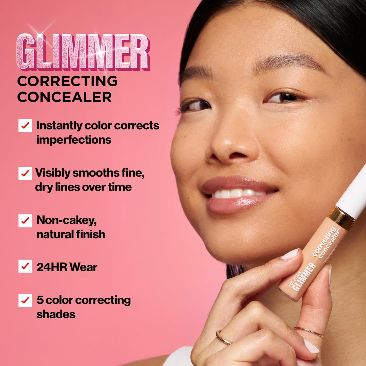 Revlon Glimmer Correcting Concealer, Liquid Under Eye Makeup, Made with Caffeine, Vitamin C, & Stevioside, 115 Yellow, 0.3 fl oz