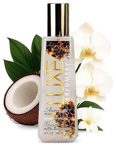 Luxe Perfumery Sugared Orchid Shimmer Body Mist - Long-Lasting Perfume Spray with Glittering Shine, Juicy Citrus & White Orchid Notes, Radiant Glow