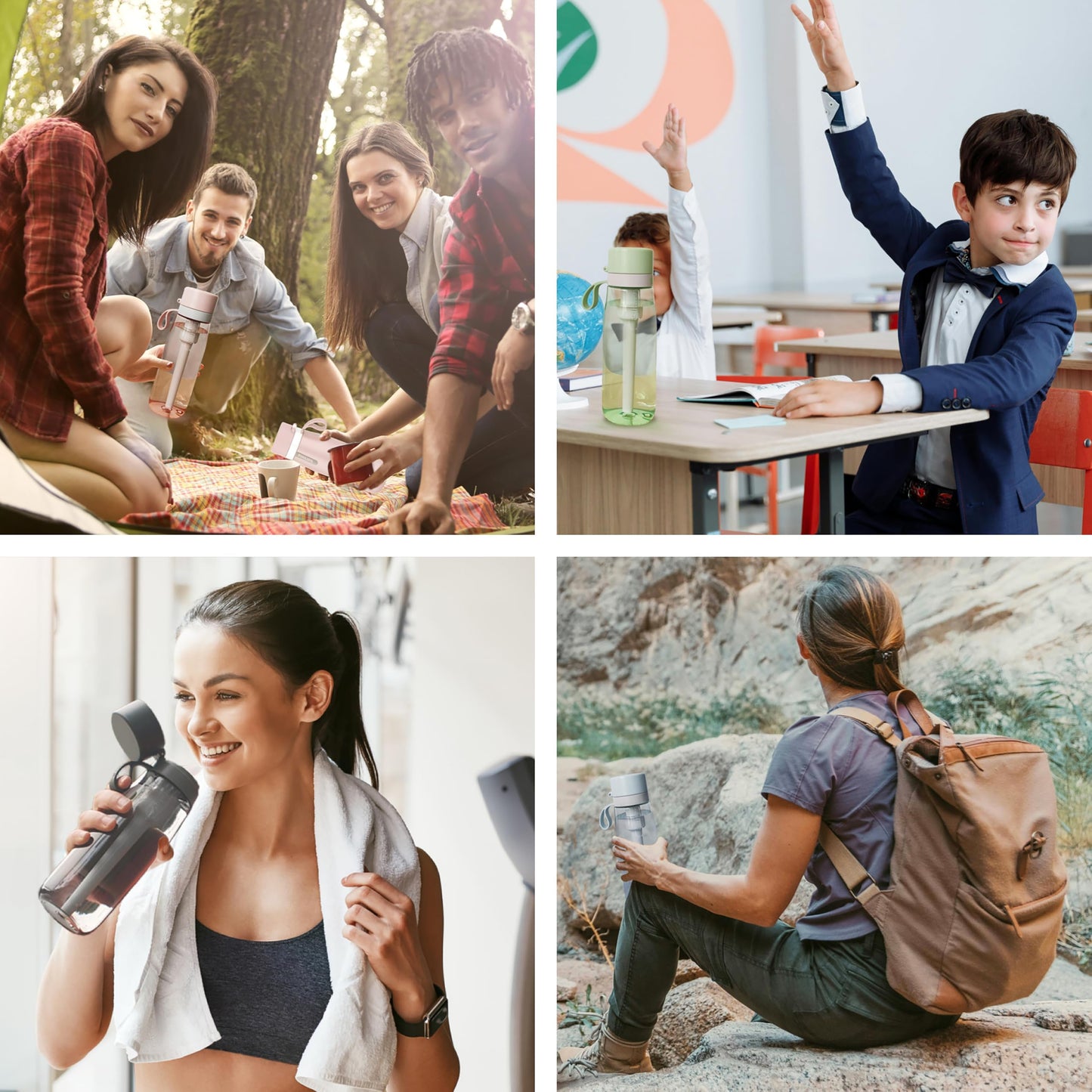 PHILIPS Filtered Water Bottle, BPA-Free Tritan Plastic Water Bottles, Replaces 450 Plastic Water Bottle with Reusable GoZero Everyday Water Filter